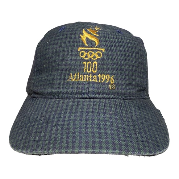 1996 Atlanta Olympics Vintage Blue / Green Plaid Embroidered Vintage Hat - Picture 1 of 9